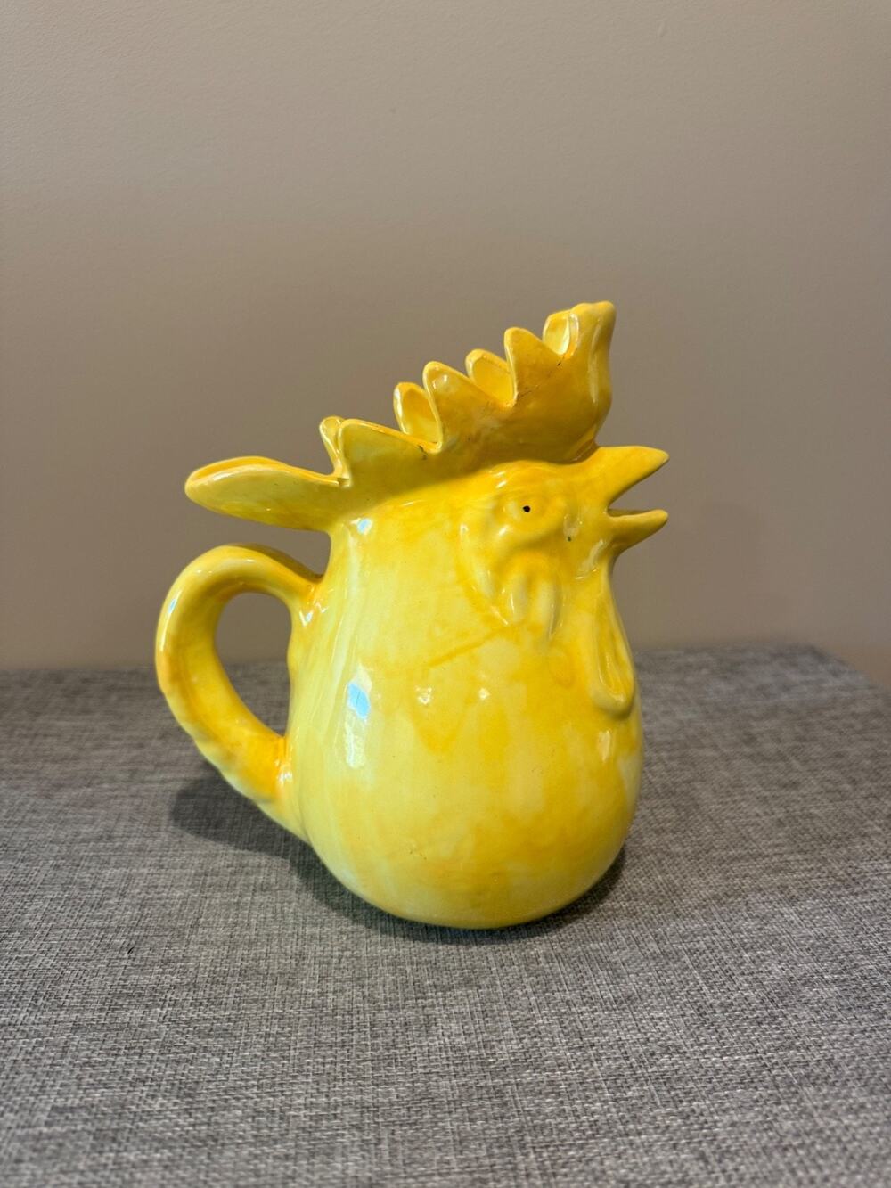 Vintage Yellow Rooster Pitcher and Creamer, Made in Italy
